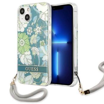 Guess GUHCP13SHFLSN iPhone 13 mini 5,4&quot; zöld virágos keménytok szíjjal kép