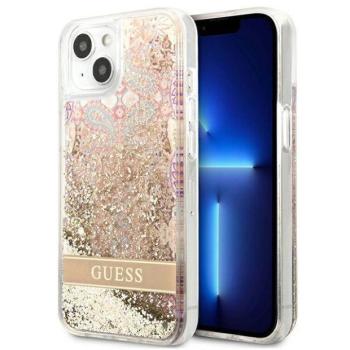 Guess GUHCP13SLFLSD iPhone 13 mini 5,4&quot; arany Paisley folyékony csillogó kristályos keménytok kép