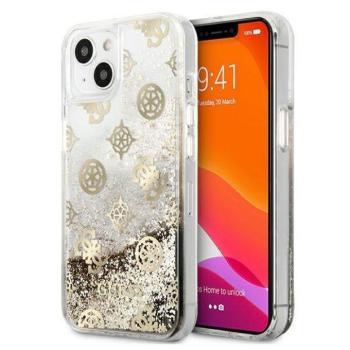 Guess GUHCP13SLGPEGO iPhone 13 mini 5,4&quot; arany Peony folyékony csillogó kristályos keménytok kép