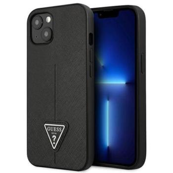 Guess GUHCP13SPSATLK iPhone 13 mini 5,4&quot; fekete keménytok Saffiano háromszög logós tok kép