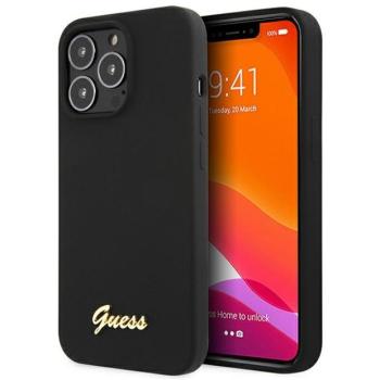Guess GUHCP13XLSLMGBK iPhone 13 Pro Max 6.7&quot; fekete hardcase szilikon Script arany logó tok kép