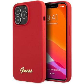 Guess GUHCP13XLSLMGRE iPhone 13 Pro Max 6.7&quot; piros/burgundi keménytok szilikon Vintage arany logó kép