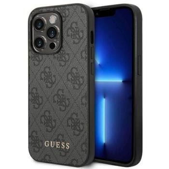 Guess GUHCP14LG4GFGR iPhone 14 Pro 6,1&quot; szürke 4G fém arany logós keménytok kép