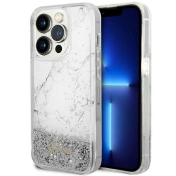 Guess GUHCP14LLCSGSGSGH iPhone 14 Pro 6.1&quot; fehér keménytok folyékony csillogó márvány kép