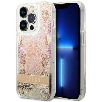 Guess GUHCP14LLFLSD iPhone 14 Pro 6,1&quot; arany Paisley folyékony csillogó kristályos keménytok kép
