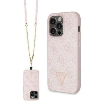 Guess GUHCP14LP4TDSCPP Crossbody 4G Metal Logo tok iPhone 14 Pro - rózsaszín kép