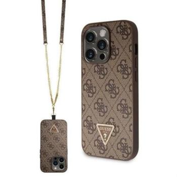 Guess GUHCP14LP4TDSCPW Crossbody 4G Metal Logo tok iPhone 14 Pro - barna kép
