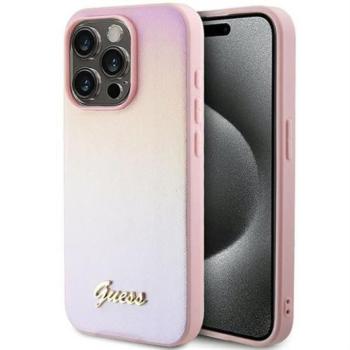 Guess GUHCP14LPSAIRSP Saffiano Iridescent Script tok iPhone 14 Pro - rózsaszín kép