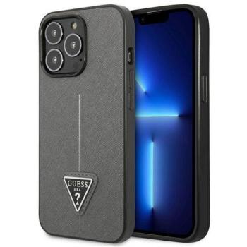 Guess GUHCP14LPSATLG iPhone 14 Pro 6,1&quot; ezüst Saffiano háromszög logós keménytok kártyatartóval kép