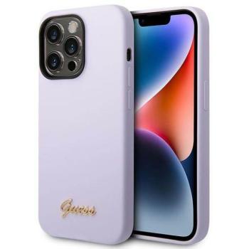 Guess GUHCP14LSLSMU iPhone 14 Pro 6,1&quot; lila szilikon vintage arany logós keménytok kép