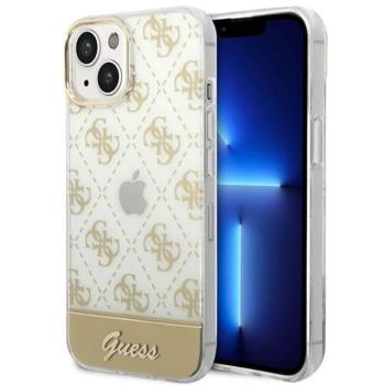Guess GUHCP14MHG4MHG iPhone 14 Plus 6.7&quot; arany keménytok 4G Pattern Script kép