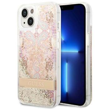 Guess GUHCP14MLFLSD iPhone 14 Plus / 15 Plus 6.7&quot; arany keménytok Paisley Liquid Glitter kép