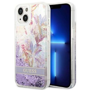 Guess GUHCP14MLFLSU iPhone 14 Plus / 15 Plus 6.7&quot; lila keménytok Flower Liquid Glitter kép