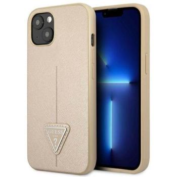 Guess GUHCP14MPSATLE iPhone 14 Plus / 15 Plus 6.7&quot; bézs színű keménytok SaffianoTriangle Logó kép