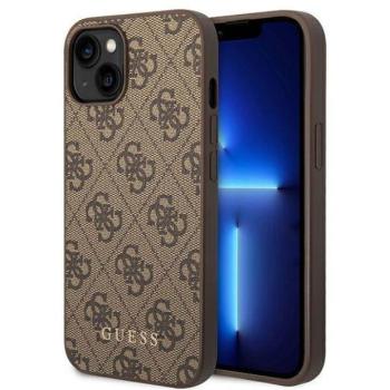 Guess GUHCP14SG4GFBR iPhone 14 6.1&quot; barna keménytok 4G fém arany logóval kép