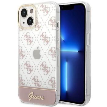 Guess GUHCP14SHG4MHP iPhone 14 6.1&quot; rózsaszínű keménytok 4G mintás script kép