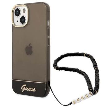 Guess GUHCP14SHGCOHK iPhone 14 6.1&quot; fekete keménytok átlátszó gyöngyház szíj kép