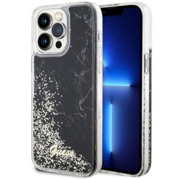 Guess GUHCP14XLCSGSGSGK iPhone 14 Pro Max 6.7&quot; fekete keménytok folyékony Glitter Marble kép