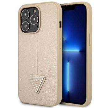 Guess GUHCP14XPSATLE iPhone 14 Pro Max 6,7&quot; bézs Saffiano háromszög logós keménytok kép