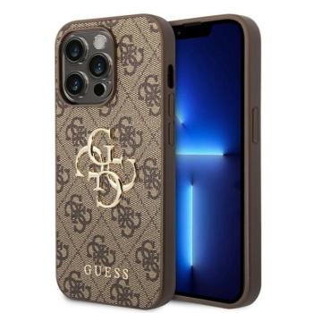 Guess GUHCP15L4GMGBR iPhone 15 Pro 6.1&quot; barna keménytok 4G nagy fém logó kép
