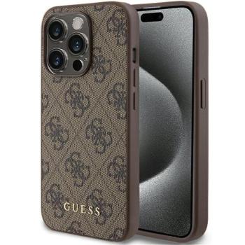 Guess GUHCP15LG4GFBR iPhone 15 Pro 6.1&quot; barna keménytok 4G fém arany logóval kép