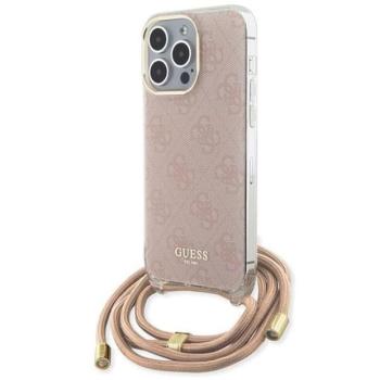 Guess GUHCP15LHC4SEP iPhone 15 Pro 6.1&quot; rózsaszín keménytok Crossbody Cord 4G nyomtatás kép