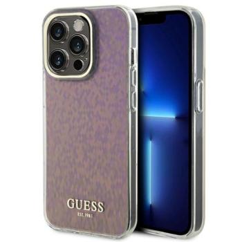 Guess GUHCP15LHDECMP iPhone 15 Pro 6.1&quot; rózsaszín keménytok IML Faceted Mirror Disco Irizáló tükör kép