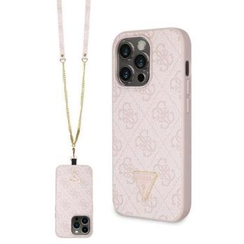 Guess GUHCP15LP4TDSCPP iPhone 15 Pro 6.1&quot; rózsaszín keménytok Crossbody 4G fém logó kép