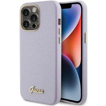 Guess GUHCP15LPGMCSL iPhone 15 Pro 6.1&quot; liliom/lila keménytok Glitter Glossy Script kép