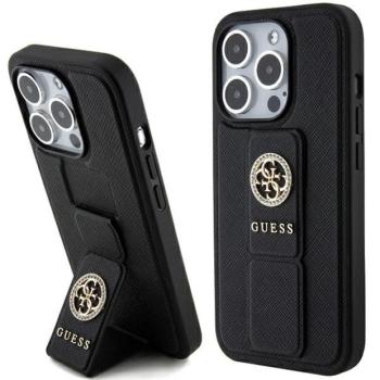 Guess GUHCP15LPGSSADK iPhone 15 Pro 6.1&quot; fekete keménytok Grip Stand 4G saffiano Strass kép