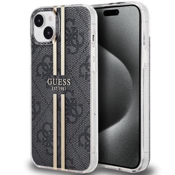 Guess GUHCP15MH4PSEGK iPhone 15 Plus 6.7" fekete keménytok IML 4G aranycsíkos kép
