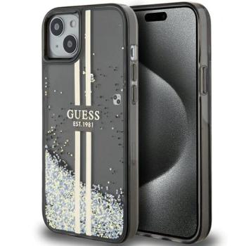 Guess GUHCP15MLFCSEGK iPhone 15 Plus 6.7&quot; fekete keménytokLiquid Glitter Gold Stripes kép