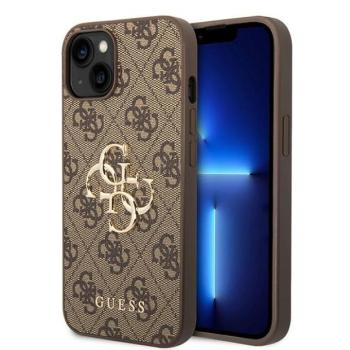 Guess GUHCP15S4GMGBR iPhone 15 6.1&quot; barna keménytok 4G nagy fém logóval kép