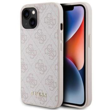 Guess GUHCP15SG4GFPI iPhone 15 6.1&quot; rózsaszín keménytok 4G fém arany logó kép