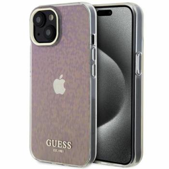 Guess GUHCP15SHDECMP iPhone 15 6.1&quot; rózsaszín keménytok IML Faceted Mirror Disco Iridescent kép