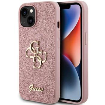 Guess GUHCP15SHG4SGP iPhone 15 6.1&quot; rózsaszín keménytok Glitter Script Big 4G kép