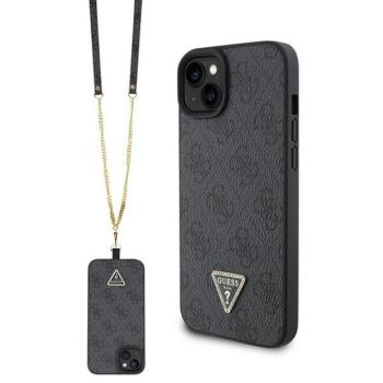 Guess GUHCP15SP4TDSCPK iPhone 15 6.1&quot; fekete keménytok Crossbody 4G fém logó kép