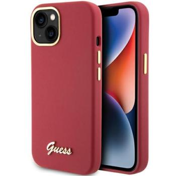 Guess GUHCP15SSMBSLM iPhone 15 6.1&quot; magenta színű keménytok szilikon írás fém logóval és kerettel kép