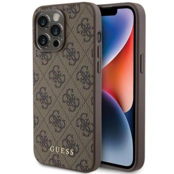 Guess GUHCP15XG4GFBR iPhone 15 Pro Max 6.7&quot; barna keménytok 4G fém arany logóval kép