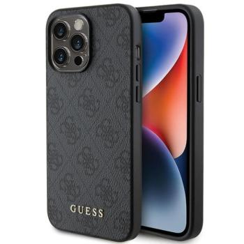 Guess GUHCP15XG4GFGR iPhone 15 Pro Max 6.7&quot; szürke keménytok 4G fém arany logóval kép