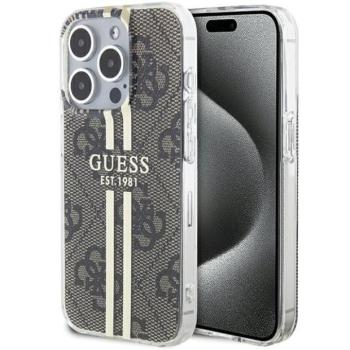 Guess GUHCP15XH4PSEGW iPhone 15 Pro Max 6.7&quot; barna keménytok IML 4G arany csíkozású kép