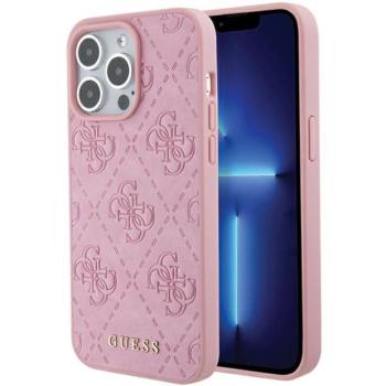 Guess GUHCP15XP4EPMP iPhone 15 Pro Max 6.7&quot; rózsaszín keménytok bőr 4G bélyegzéssel kép