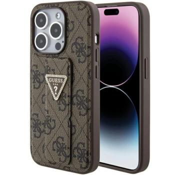 Guess GUHCP15XPGS4TDW iPhone 15 Pro Max 6.7&quot; barna keménytok Grip Stand 4G Triangle Strass kép