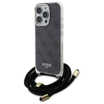 Guess GUHCP16LHC4SEK Crossbody Cord 4G Print keménytok iPhone 16 Pro - fekete kép