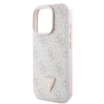 Guess GUHCP16LP4TDPP PU Leather 4G Triangle Strass tok iPhone 16 Pro - rózsaszín kép