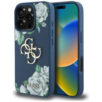 Guess GUHCP16LPGROP4MB Grained Roses Big 4G Logo tok iPhone 16 Pro - kék kép