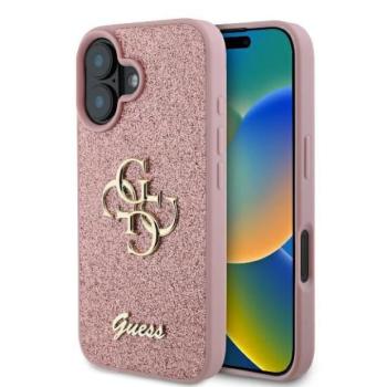 Guess GUHCP16SHG4SGP Fixed Glitter Big 4G keménytok iPhone 16 - rózsaszín kép