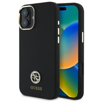Guess GUHCP16SM4DGPK Silicone Logo Strass 4G keménytok iPhone 16 - fekete kép