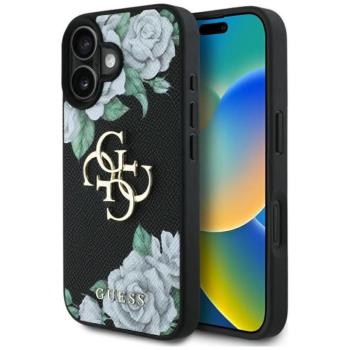 Guess GUHCP16SPGROP4MK Grained Roses Big 4G Logo tok iPhone 16 - fekete kép