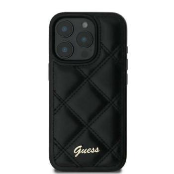 Guess GUHCP16SPSQSQSK Quiled Metal Logo keménytok iPhone 16 - fekete kép